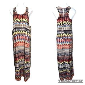 ARK & CO Tribal Print Sleeveless Maxi Dress Multicolored Medium